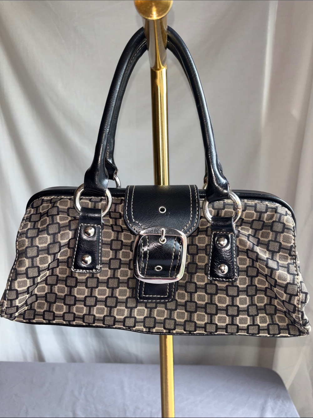 Y2K Nine West Handbag- abstract pattern and buckle snap closure